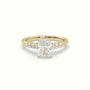 Radiant Cut Diamond Engagement Ring With Side Stones — Yellow Gold