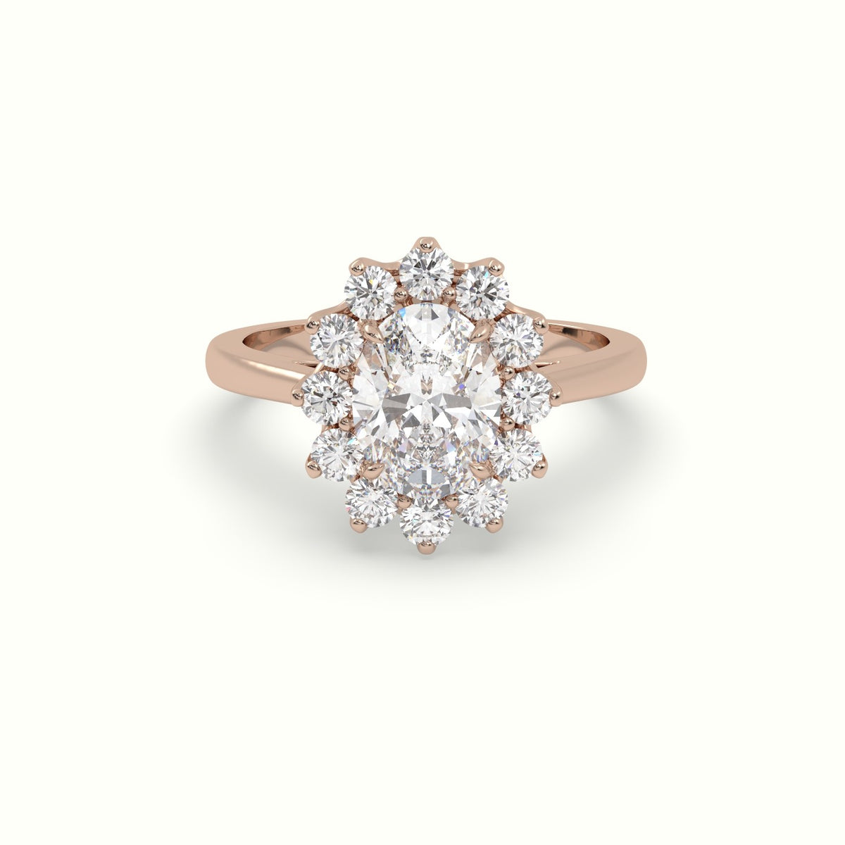 Oval Cut Diamond Halo Engagement Ring — Rose Gold