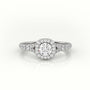 Round Cut Diamond Scallop Setting Vintage Engagement Ring — White Gold