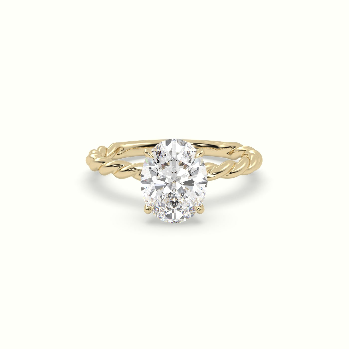 Oval Cut Diamond Solitaire Engagement Ring — Yellow Gold