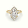Marquise Cut Halo Diamond Engagement Ring — Yellow Gold