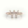 Round Cut Diamonds “W” Initials Monogram Alphabet Ring — Rose Gold