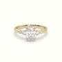 Oval Diamond Solitaire Side Stone Engagement Ring — Yellow Gold