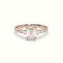 Emerald Diamond Solitaire Side Stone Engagement Ring — Rose Gold