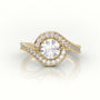 Round Diamond 4 Prongs Swirl Design Engagement Ring — Yellow Gold