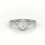Round Cut Diamond Halo Scallop Setting Engagement Ring — White Gold