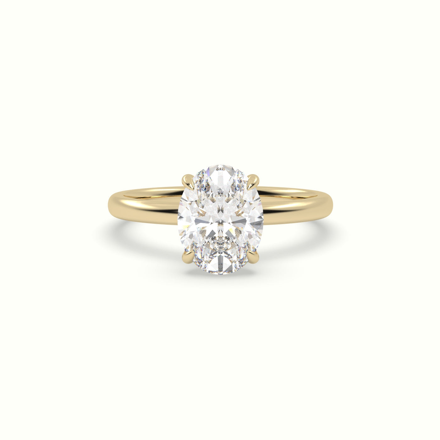 Oval Solitaire Engagement Ring — Yellow Gold