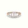 Emerald Diamond Trilogy Trapezium Engagement Ring — Rose Gold