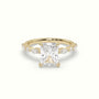 Radiant Cut Diamond Engagement Ring With Marquise And Round Side Stones — Yellow Gold