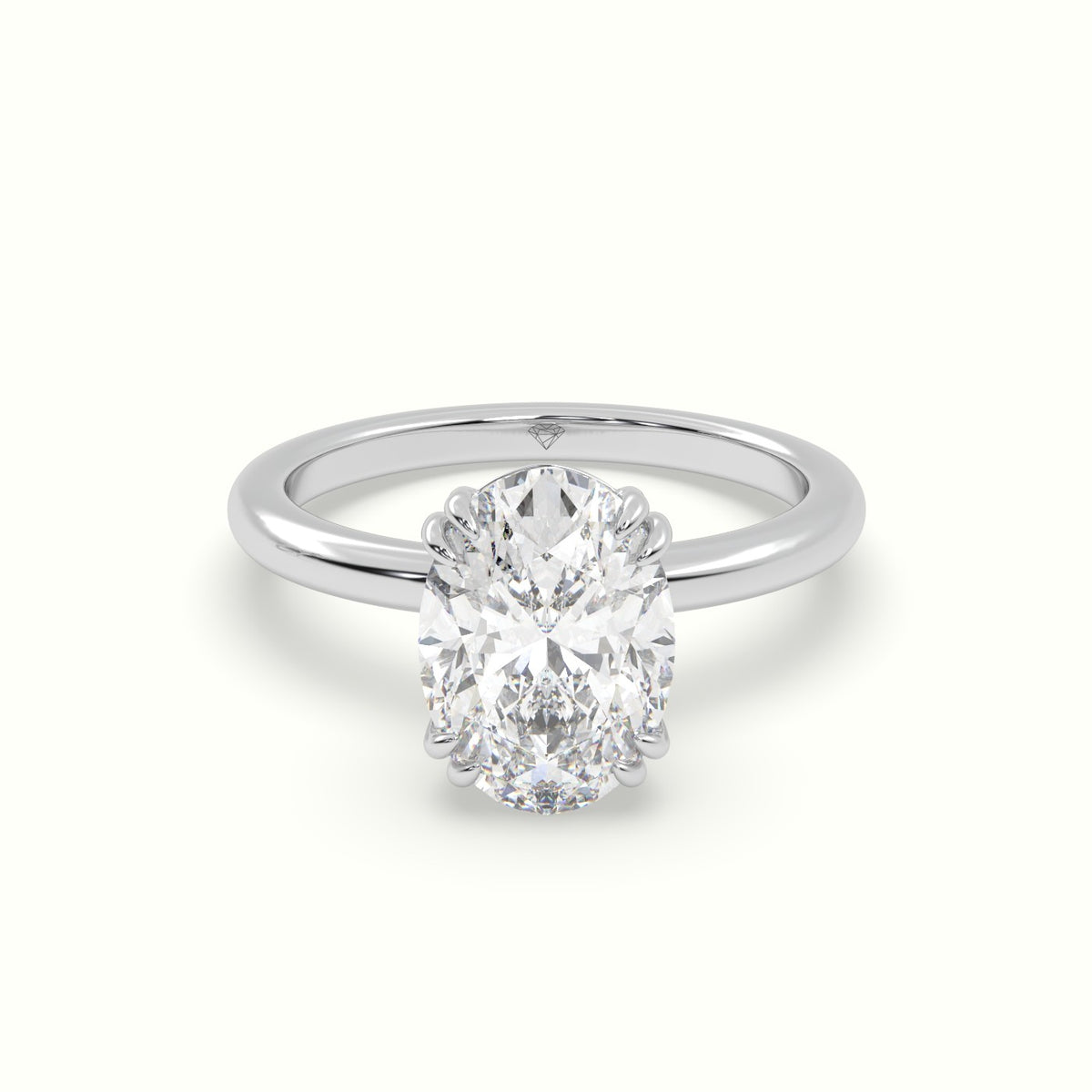 Oval Cut Diamond Solitaire Engagement Ring — White Gold