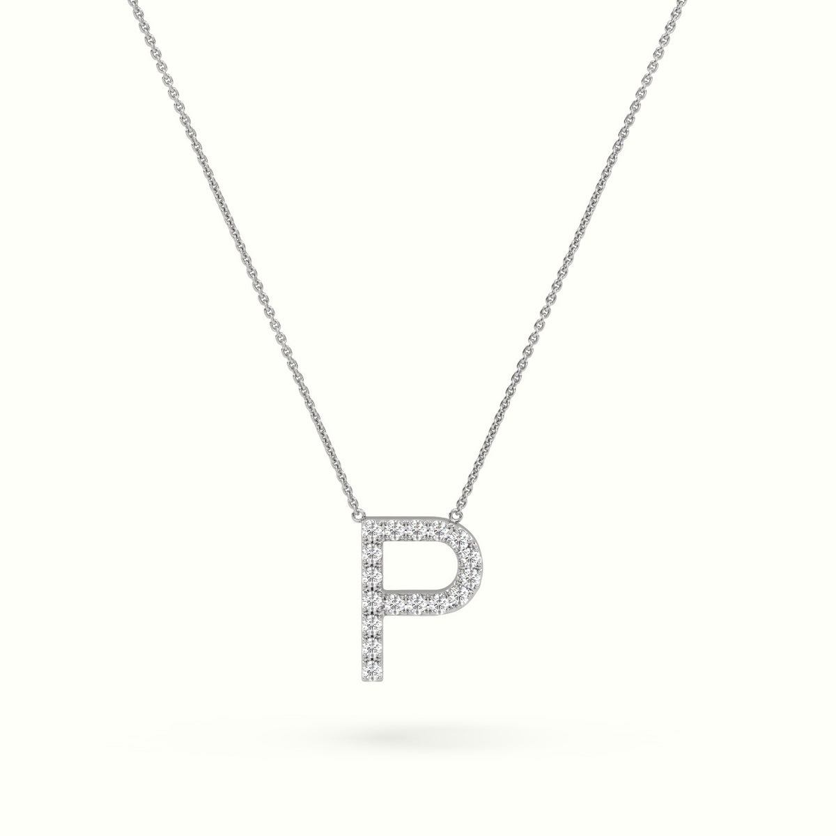 Initial "P" Diamond Necklace - 18k Gold — White Gold
