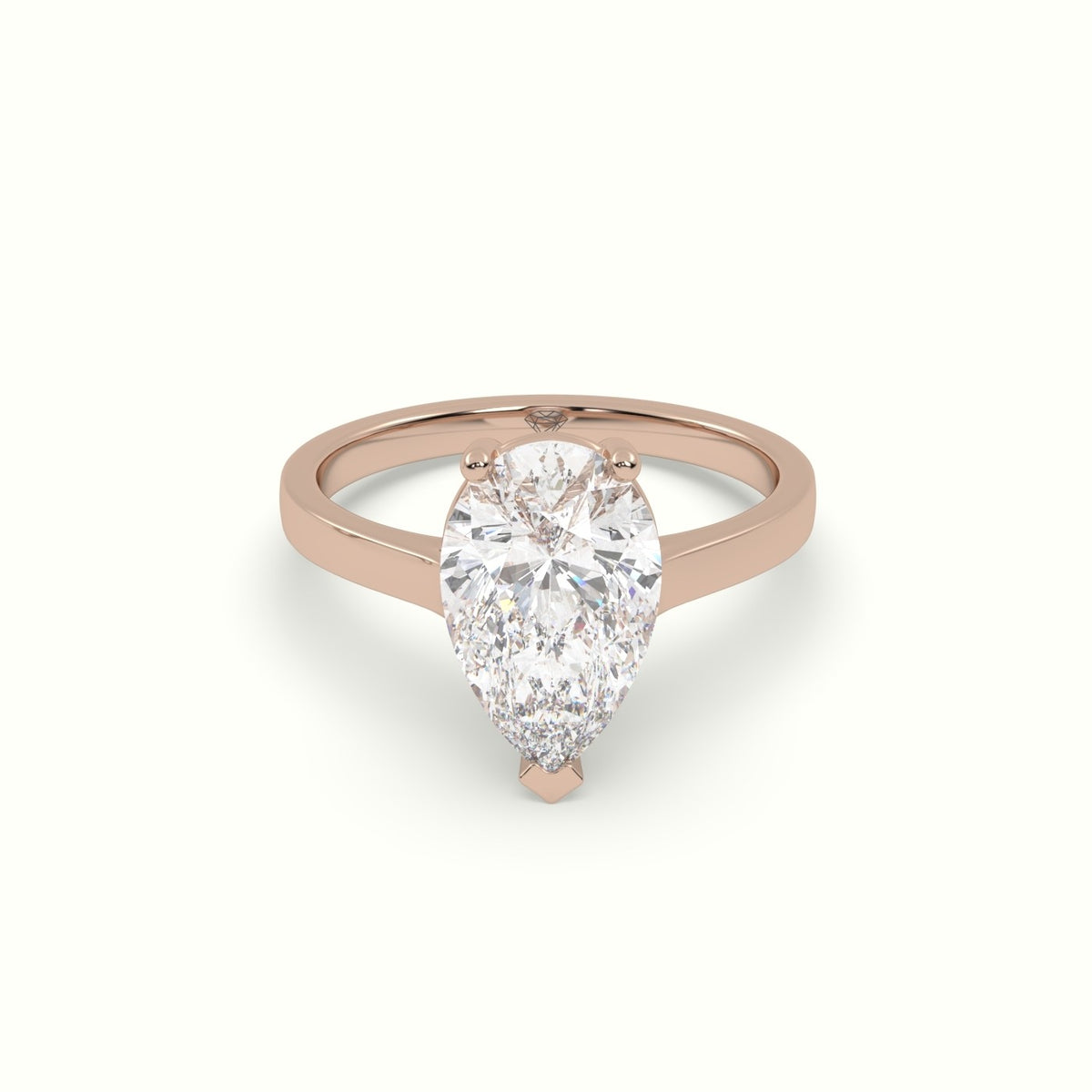 Pear-Shaped Diamond Solitaire Ring — Rose Gold