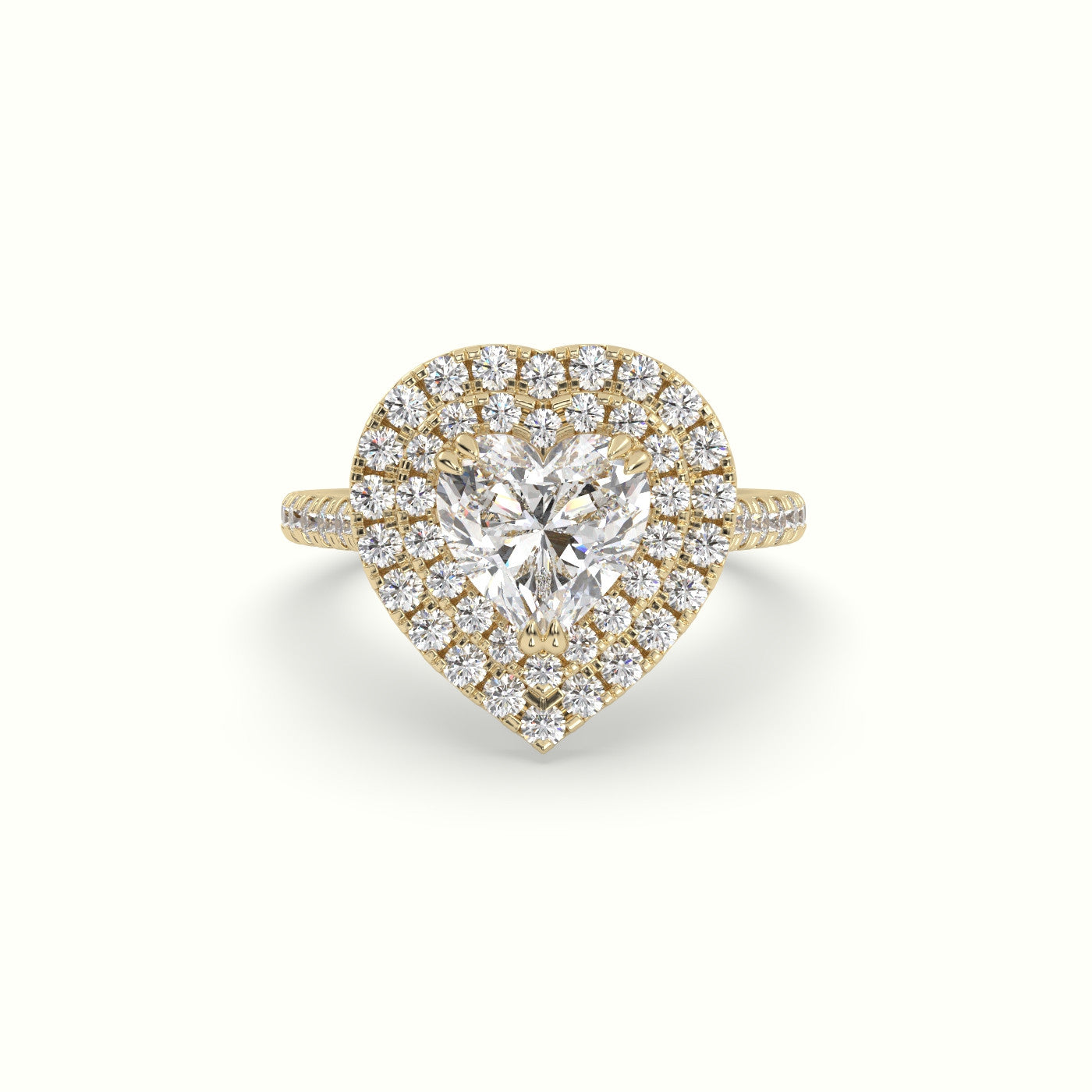 Heart Cut Halo Diamond Engagement Ring — Yellow Gold