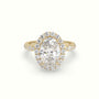 Oval Diamond Halo Pave Engagement Ring — Yellow Gold