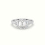 Emerald Diamond Trilogy Half Moon Engagement Ring — White Gold