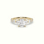 Asscher Cut Diamond Engagement Ring With Side Stones — Yellow Gold