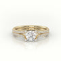 Round Cut Diamond Scallop Setting Designer Engagement Ring — Yellow Gold