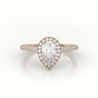 Pear Cut Diamond Halo Pave Setting Engagement Ring — Rose Gold