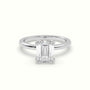 Emerald Cut Diamond Solitaire Engagement Ring — White Gold