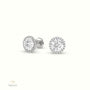 4 Prong Round Lab-Grown Diamond Halo Stud Earrings 18K White Gold