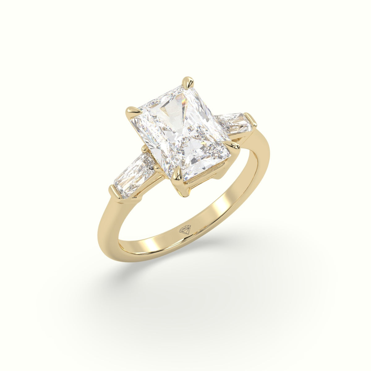 Radiant Trilogy Diamond Engagement Ring — Yellow Gold