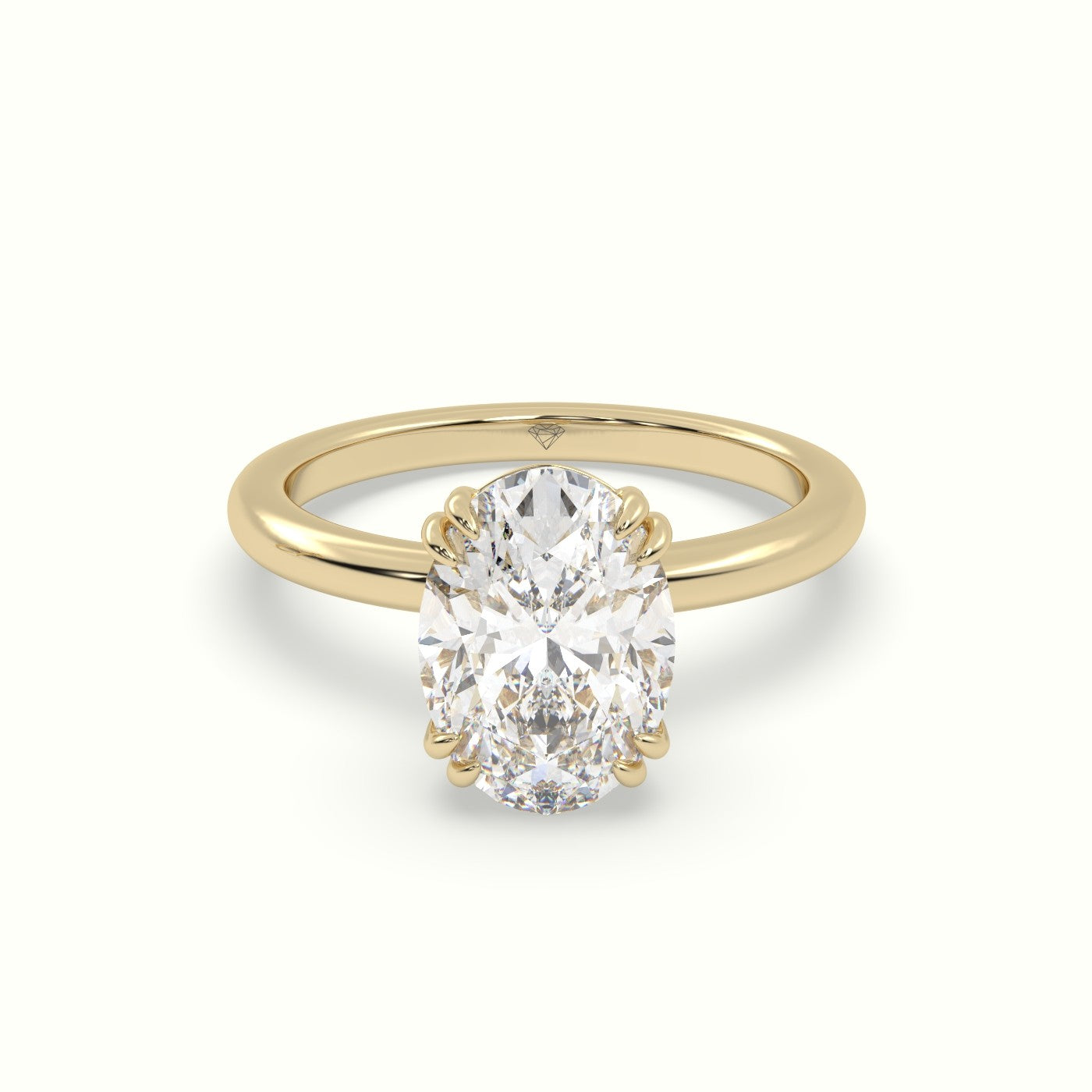 Oval Cut Diamond Solitaire Engagement Ring — Yellow Gold
