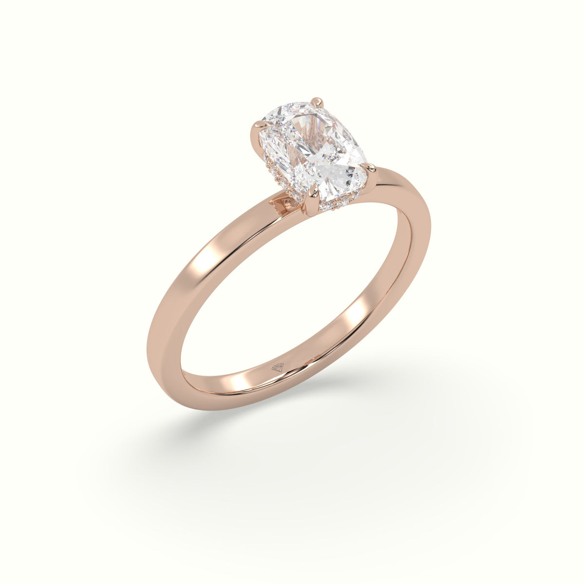 Cushion Cut Hidden Halo Engagement Ring
