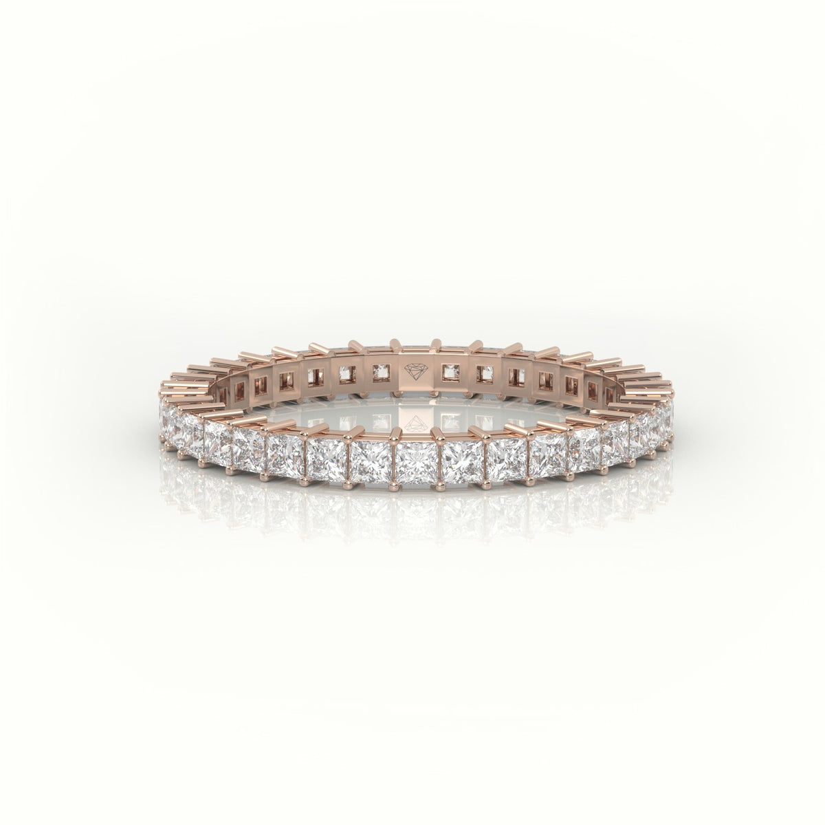 Princess Cut Diamond Bar Setting Eternity Wedding Band — Rose Gold