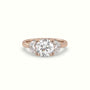 Round Diamond Trilogy Half Moon Engagement Ring — Rose Gold
