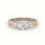 Round Cut Diamond Side Stone Engagement Ring — Rose Gold