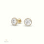 4 Prong Round Lab-Grown Diamond Halo Stud Earrings 18K Yellow Gold