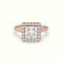 Princess Cut Halo Diamond Engagement Ring — Rose Gold