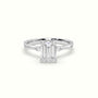 Emerald Diamond Side Stone Engagement Ring — White Gold