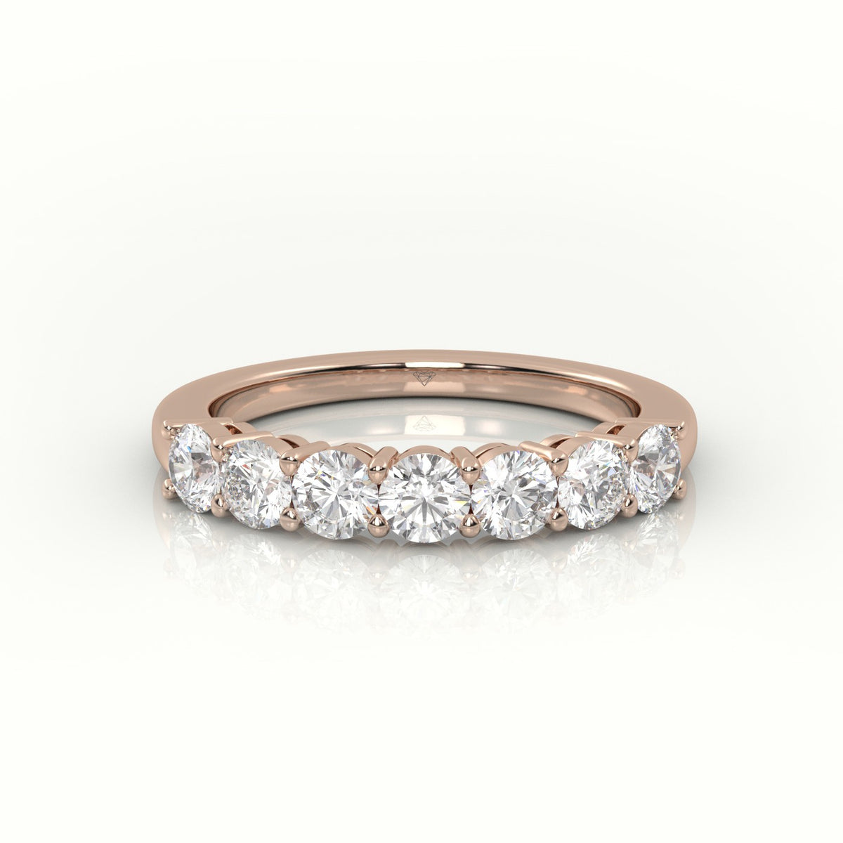 Round Cut Diamonds Shared Prongs Half Eternity Wedding Band — Rose Gold
