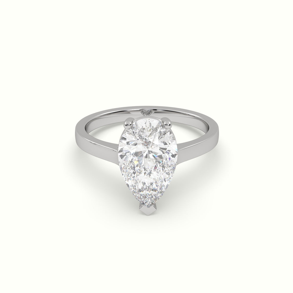 Pear-Shaped Diamond Solitaire Ring — White Gold