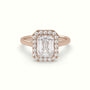 Emerald Cut Halo Diamond Engagement Ring — Rose Gold