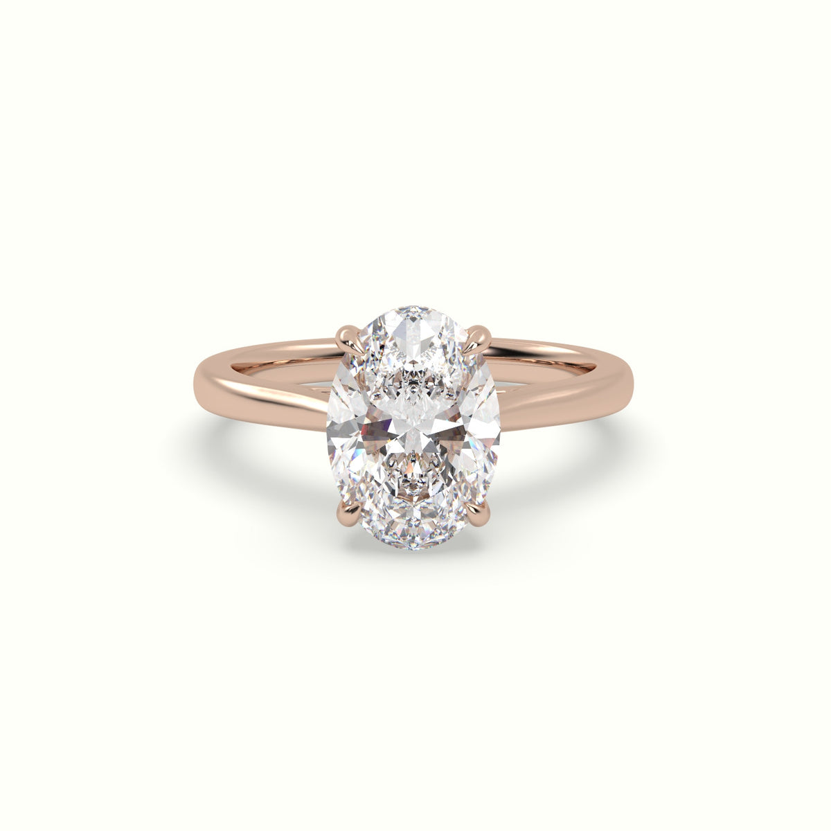 Oval Cut Hidden Halo Cathedral Engagement Ring — Rose Gold