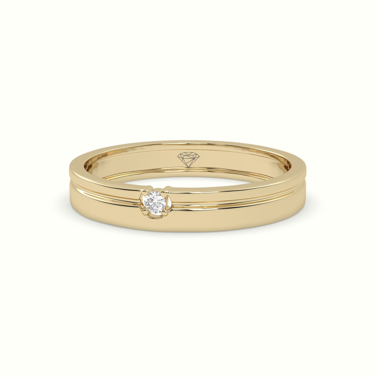 Single Stone Diamond Wedding Band — Yellow Gold
