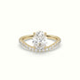 Oval Diamond Solitaire Curved Pavé Engagement Ring — Yellow Gold