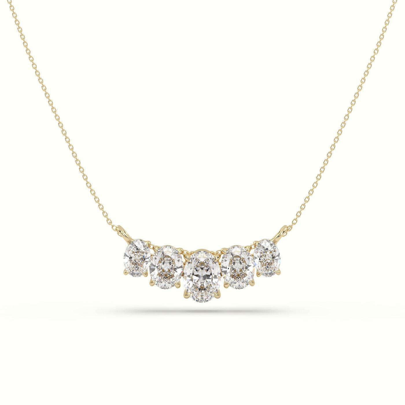 Oval Diamond Prong Setting Pendant Necklace — Yellow Gold