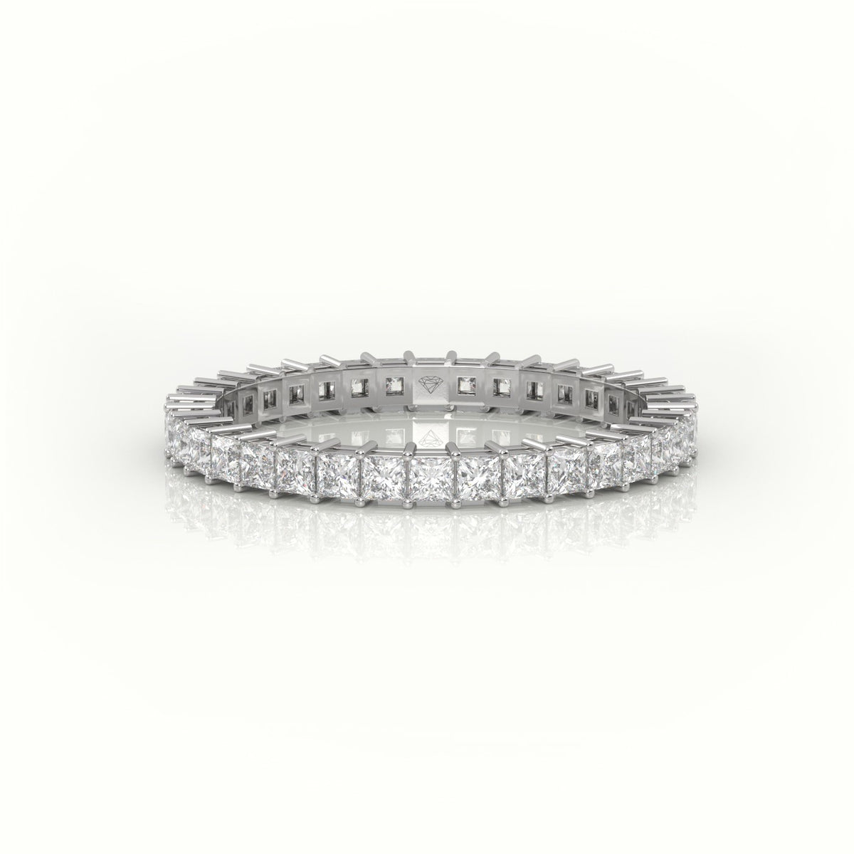 Princess Cut Diamond Bar Setting Eternity Wedding Band — White Gold