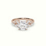 Asscher Diamond Side Stone Engagement Ring — Rose Gold