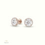 4 Prong Round Lab-Grown Diamond Halo Stud Earrings 18K Rose Gold