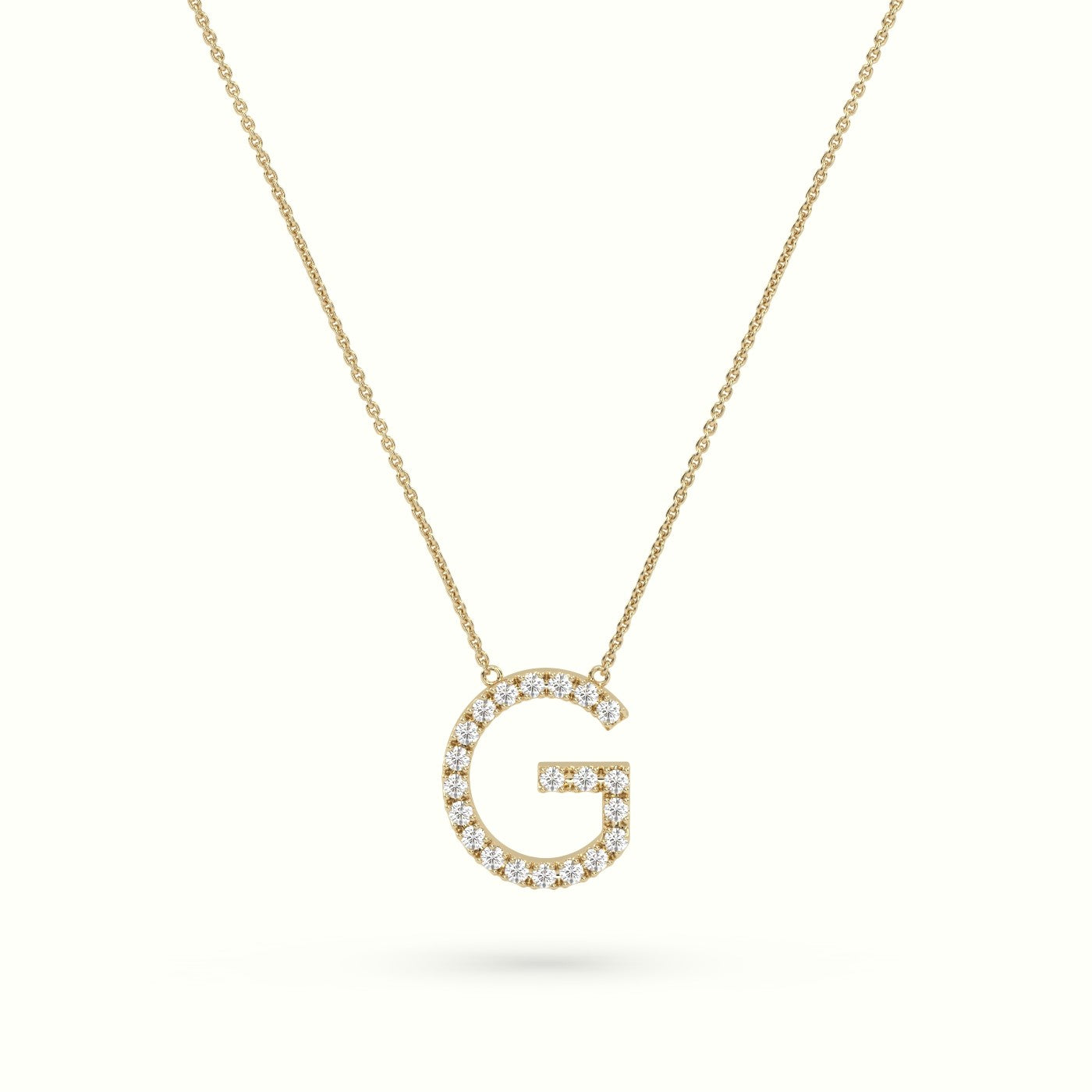 Initial "G" Diamond Necklace - 18k Gold — Yellow Gold