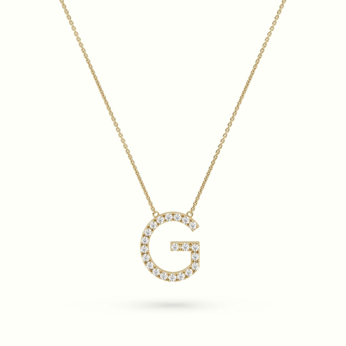 Initial "G" Diamond Necklace - 18k Gold — Yellow Gold