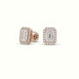 Emerald Cut Solitaire Lab-Grown Diamond Halo Stud Earrings 18K Rose Gold