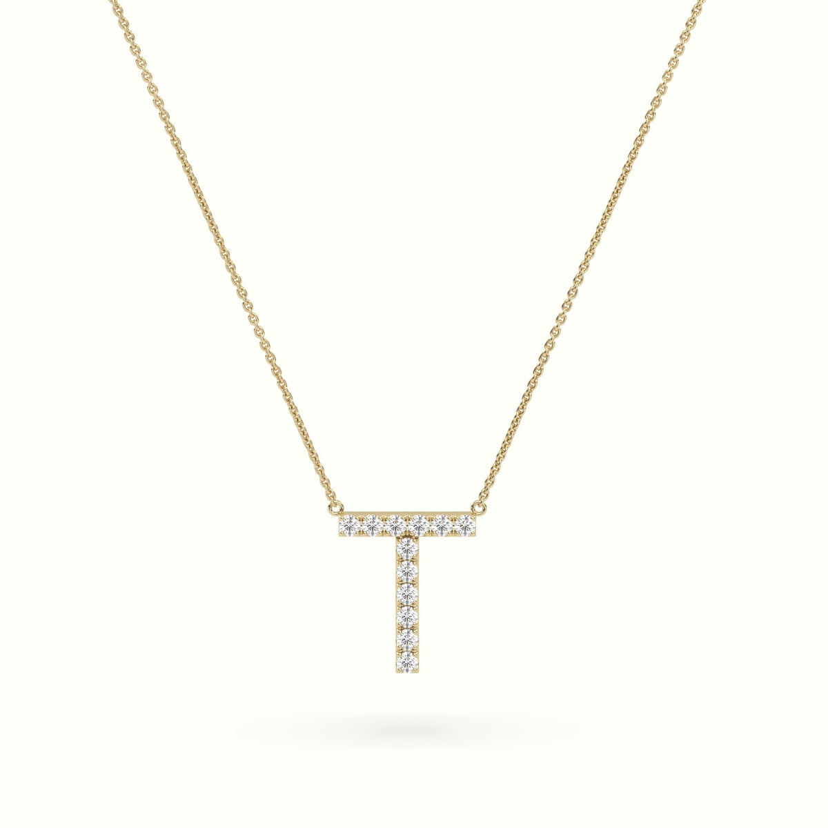Initial "T" Diamond Necklace - 18k Gold — Yellow Gold