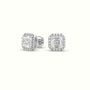 Asscher Cut Solitaire Lab-Grown Diamond Halo Stud Earrings 18K White Gold