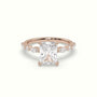 Radiant Cut Diamond Engagement Ring With Marquise And Round Side Stones — Rose Gold