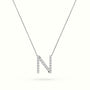 Initial "N" Diamond Necklace - 18k Gold — White Gold